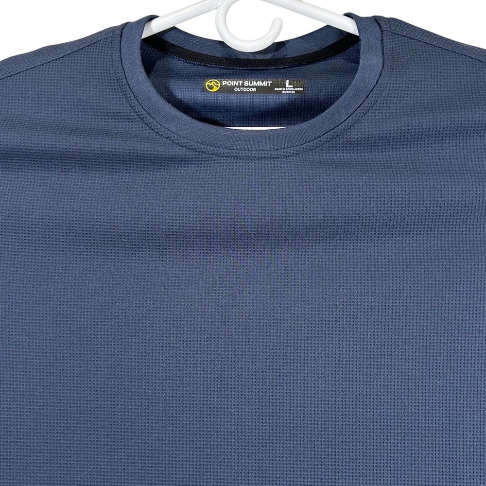 Point Summit Outdoor Mens Navy Blue Waffle Knit Long Sleeve Performance Shirt L
